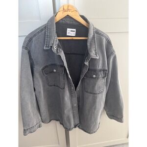 Ci Sono Denim Collection Womens Gray Washed Snap Front Denim Jacket Size Large